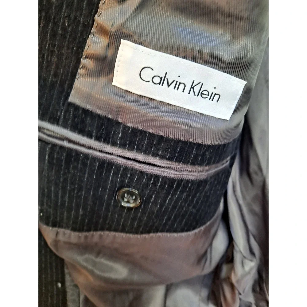 Calvin‎ Klein Men's 42L Gray Pinstripe Corduroy Sport Coat Blazer Jacket